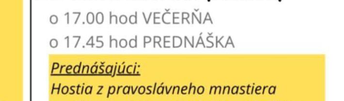 20. februára (štvrtok) 2025 — PCO Sobrance pozýva prednášku Ako žiť duchovne v modernom svete