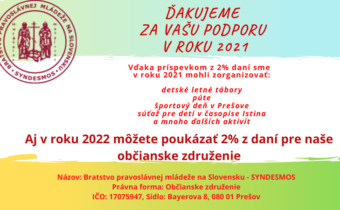 ❤️ĎAKUJEME ZA PODPORU V ROKU 2021! ❤️ 2% v 2022